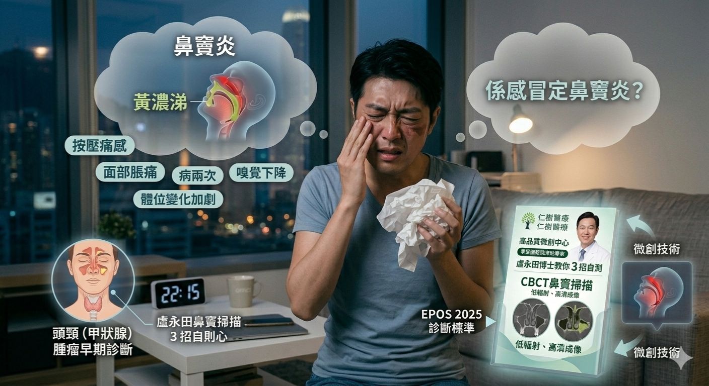 係感冒定鼻竇炎？鼻涕變黃、面部脹痛要小心！盧永田博士教你 3 招自測.jpg